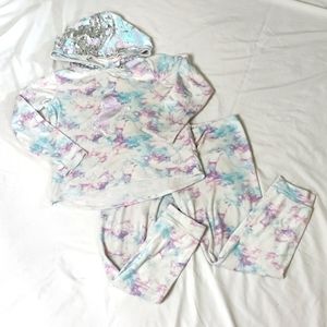 Girl's Self Esteem Hooded Sequins Velour Lounge Set Track Suit Sz Large